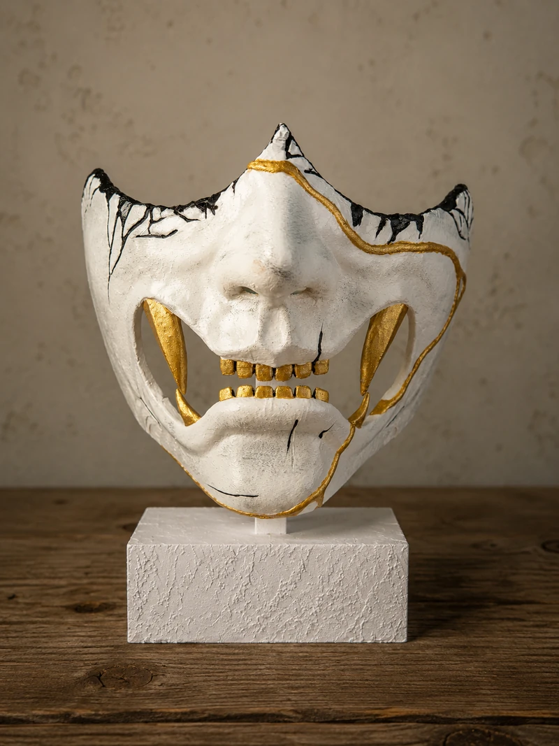 Masque Oni Onryō décoratif inspiré de l’univers de Ghost of Yōtei